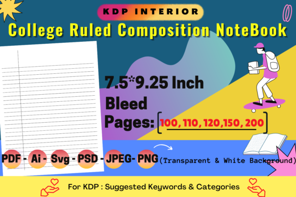 Download College Composition NoteBook 7.5 * 9.25 - Notebook Collection